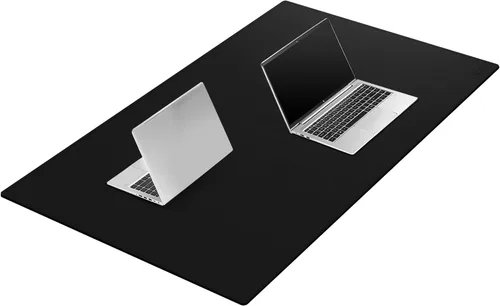 Miniatura 17 de Cacoy Tapete de escritorio de cuero, 70.8 x 24 pulgadas, tamaño mega, extendido, tapete de escritorio profesional para escritorio completo, Negro