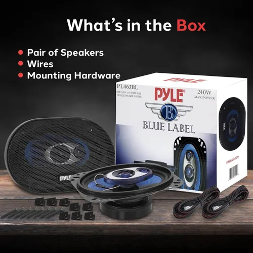 Miniatura 6 de Pyle 4' x 6' Sistema de altavoces de sonido de tres vías - Audio fuerte triaxial de rango medio profesional 240 vatios por par con impedancia de 4