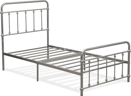 Miniatura 4 de East West Furniture GDTBSIL Garland - Marco de cama individual con 6 patas de metal, marco de cama de lujo con recubrimiento en polvo, color plateado