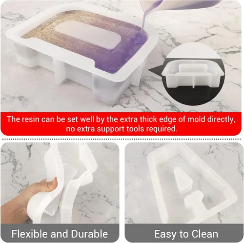 Miniatura 3 de Gartful Moldes de letra grandes de 7 pulgadas para resina, molde de resina epoxi 3D de alfabeto capital A, moldes de letra de resina gruesa de A a Z