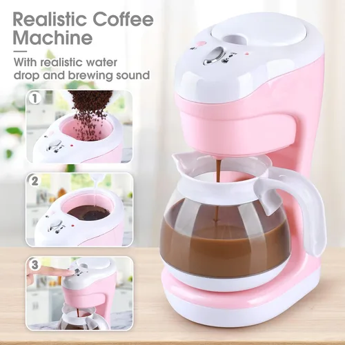 Miniatura 3 de Juguetes de electrodomésticos de cocina, juego de accesorios de cocina para niños, juguetes de cocina de simulación para niños de 4 a 8 años, Rosa