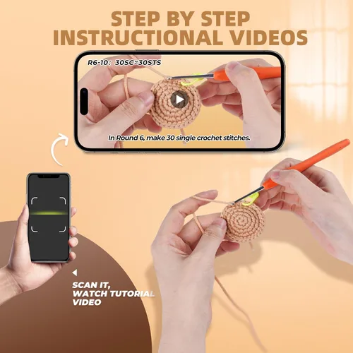 Miniatura 4 de MOREJMTT Kit de ganchillo para principiantes, aprende a tejer, incluye hilo suave fácil de tejer, tutorial en video paso a paso, gancho, regalo