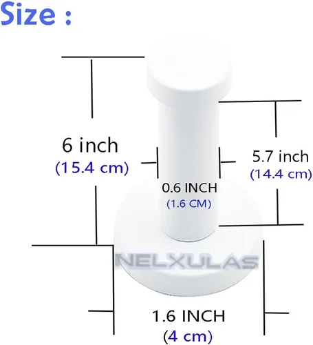 Miniatura 3 de Gancho clásico de acero inoxidable blanco súper resistente, para colgar abrigos, ganchos para toallas de baño (6 pulgadas, 4 unidades)