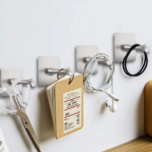 Miniatura 4 de DGYB Ganchos autoadhesivos para colgar, juego de 4 ganchos de pared adhesivos de acero inoxidable de alta resistencia de níquel cepillado, ganchos