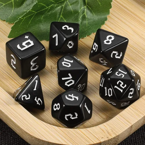 Miniatura 4 de CiaraQ DND - Juego de dados poliédricos con bolsa de dados para juegos de rol de Calabozos y Dragones RPG MTG (fuente negra y blanca)