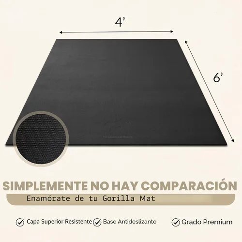 Miniatura 7 de Gorilla Mats Alfombrilla de ejercicio grande de alta calidad, de 6 x 4 x 1/4 pulgadas, ultra duradera, antideslizante, tapete de entrenamiento
