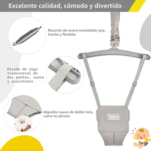 Miniatura 5 de FUNLIO Juego de columpio 2 en 1 para niños pequeños y bebés, columpio y hamaca resistente para niños con 4 bolsas de arena, soporte metálico Gris