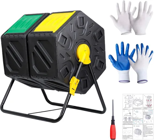 Miniatura 10 de Contenedor de compostaje giratorio con puertas correderas, contenedor de compostaje de una sola cámara, resistente para jardinería al aire libre