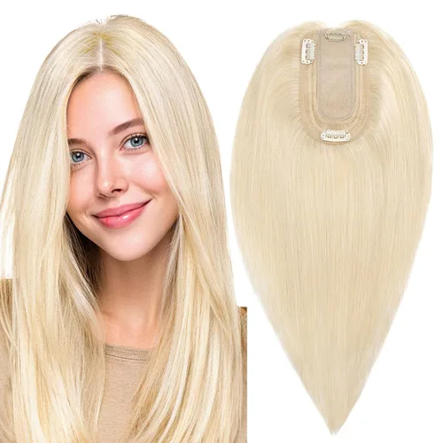 Miniatura 12 de MY-LADY Extensiones de cabello humano para mujeres con base de seda y clip de encaje, 150% de densidad, cabello humano real, 7 * 13 cm, lacio, 6