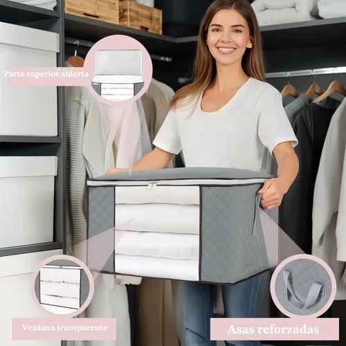 Miniatura 5 de ComboCube - Bolsa de almacenamiento para edredón, bolsa con cremallera con ventana grande transparente y asas de transporte, organizadores