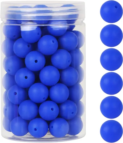 Miniatura 10 de EVERMARKET - 110 cuentas focales de silicona, cuentas de silicona de 0.59 pulgadas para hacer llaveros, cuentas redondas de silicona a granel