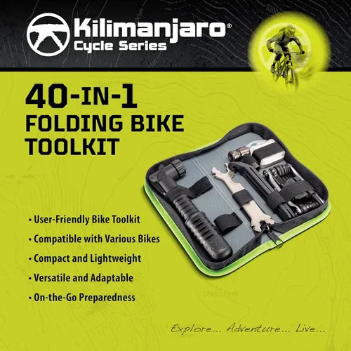 Miniatura 2 de Kilimanjaro - Kit de 40 piezas de bomba de bicicleta y herramientas de reparación – 19 en 1 multiherramienta plegable, mini bomba de neumáticos