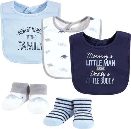 Miniatura 3 de Hudson Baby Conjunto de babero y calcetines unisex de algodón para bebé