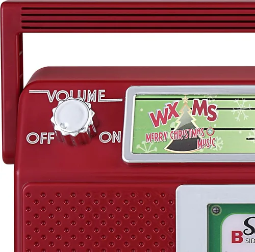 Miniatura 7 de Mr. Christmas Santa's Boom Box Radio – Boombox de Navidad retro de 10 pulgadas con luces LED, 9 canciones navideñas, 3 estaciones de radio de Santa