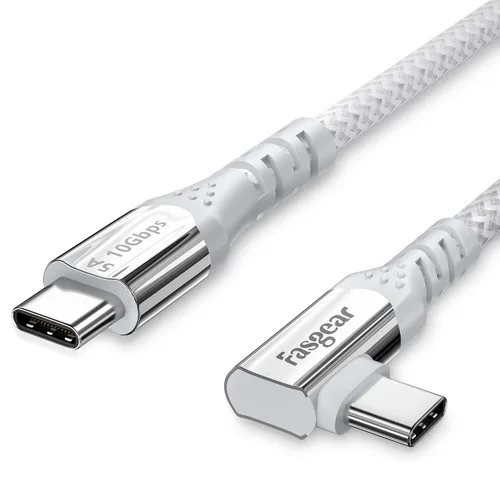 Miniatura 8 de Fasgear Cable USB C a USB C 3.1 Gen 2 de 1,8 m, tipo C de 90 grados, cable de 100 W, salida de video 4K a 60 Hz, cable de carga de 5 A compatible 1