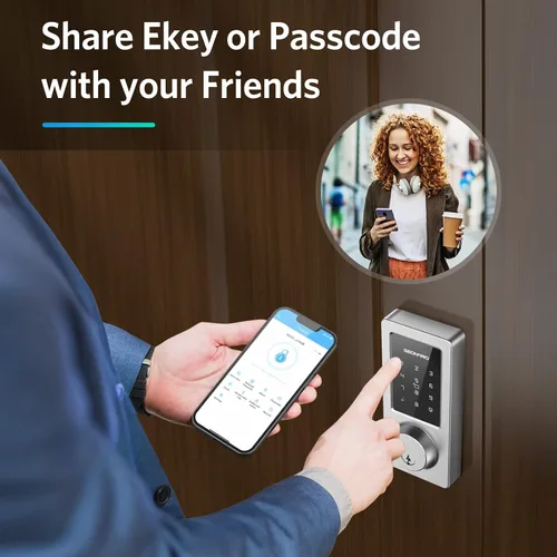 Miniatura 4 de Cerradura de puerta de entrada sin llave, cerradura inteligente con aplicación Bluetooth, teclado electrónico, tarjeta IC, llaves de repuesto