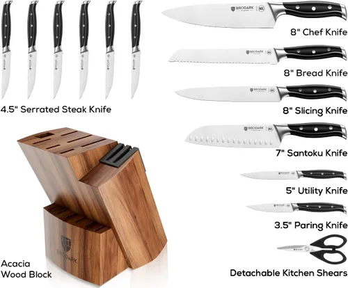 Miniatura 2 de BRODARK Juego de cuchillos de cocina: Juego de 15 piezas de cuchillos de chef profesionales con afilador, juego de cuchillos ultra afilados