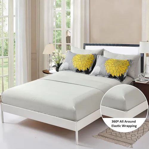 Miniatura 4 de Yiran - Juego de edredón de 7 piezas en una bolsa, edredón floral amarillo con flores, ropa de cama de microfibra suave, tamaño King