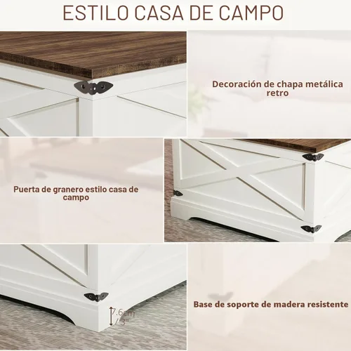 Miniatura 7 de BROTTAR - Mesa de centro con superficie elevable y almacenamiento, mesa cuadrada para sala de estar con puertos de carga, mesa de comedor