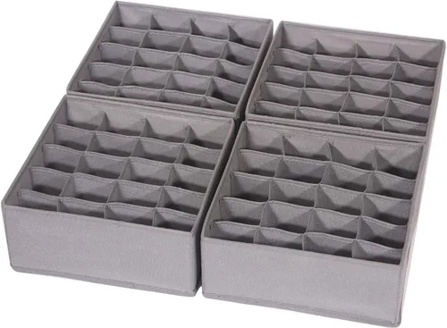 Miniatura 8 de DIOMMELL Paquete de 4 cajas de almacenamiento de tela plegables para armario, aparador, cajón, cestas de tela, contenedores divisores para ropa