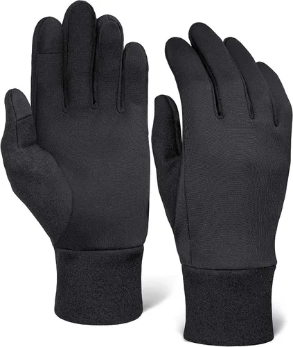 Running Glove Liners - Thermal Black Winter Gloves for Men & Women - Thin, Lightweight & Warm Cold Weather Gloves for Cycling, Driving, Outdoor