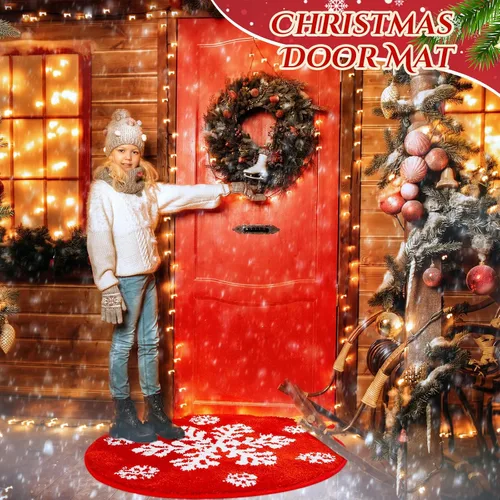Miniatura 4 de Ceenna 2 alfombras de baño navideñas – Bonita alfombra de baño para árbol de Navidad, tapete de calcetín para puerta de bola para el hogar
