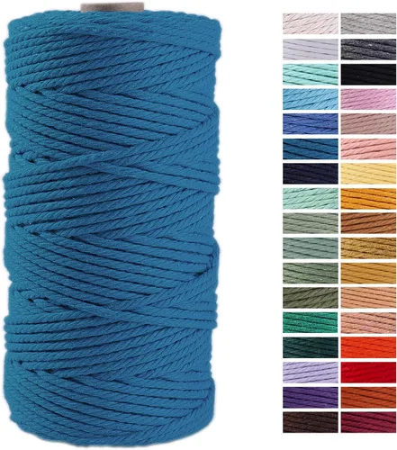 Miniatura 8 de Cuerda de Macramé Gris Claro 3mm x 109 Yardas, Cuerda de Algodón de Colores Cuerda para Manualidades Cuerda de Algodón Colorida para Colgar