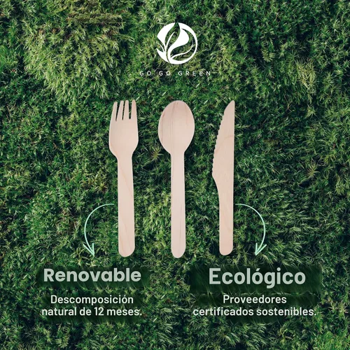 Miniatura 6 de Juego de cubiertos 100% compostables – 300 piezas de utensilios de madera compostables [120 tenedores, 90 cuchillos, 90 cucharas] – Cubiertos