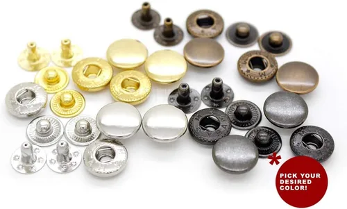 Miniatura 8 de CRAFTMEMORE 50 juegos de botones a presión chapados en oro con resorte S para cierres de bolsa de chaqueta #665 VT2 (0.39 pulgadas)