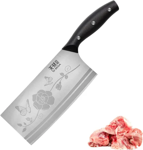 Miniatura 12 de TJ POP Cuchilla China de Chef, Cuchillo de Acero Inoxidable de 7.5 Pulgadas con Mango Ergonómico, Cuchillo de Cocina Ultra Afilado para Hogar