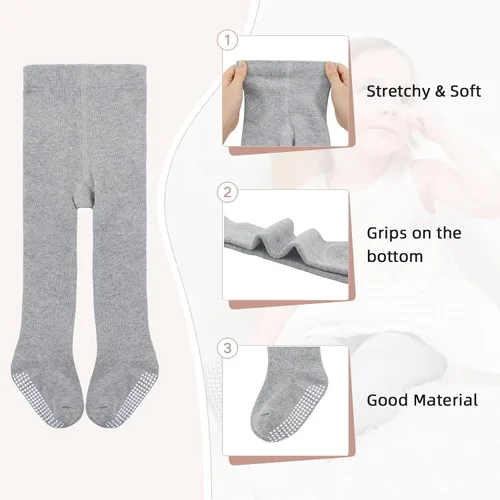 Miniatura 5 de American Trends Medias de bebé con agarre antideslizante, calcetines para recién nacidos, leggings ultra suaves