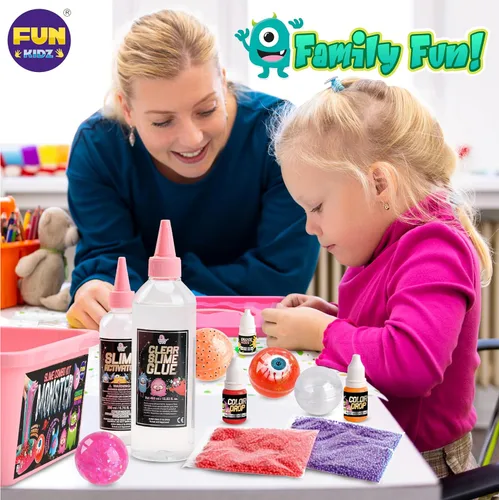 Miniatura 7 de Kit de slime de monstruo de Halloween para niñas de 6 a 12 años, kit de fabricación de slime FunKidz que brilla en la oscuridad para niños, haz