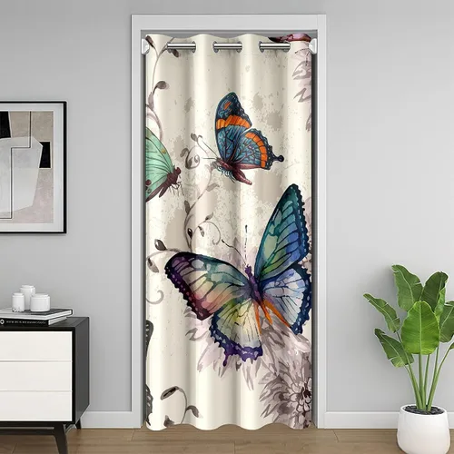 Miniatura 19 de Erosebridal Cortina de puerta de teñido anudado, cortina opaca bohemia, cortina exótica abstracta en espiral, elegante cortina hippie para puerta