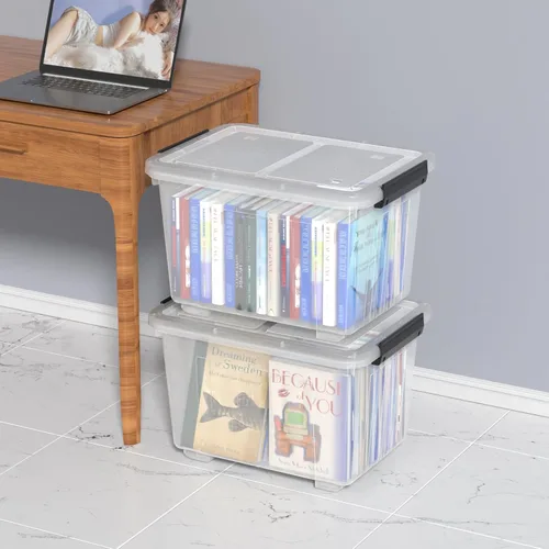 Miniatura 5 de Ggbin Caja de almacenamiento transparente de 30 cuartos de galón con ruedas, juego de 4 Plástico