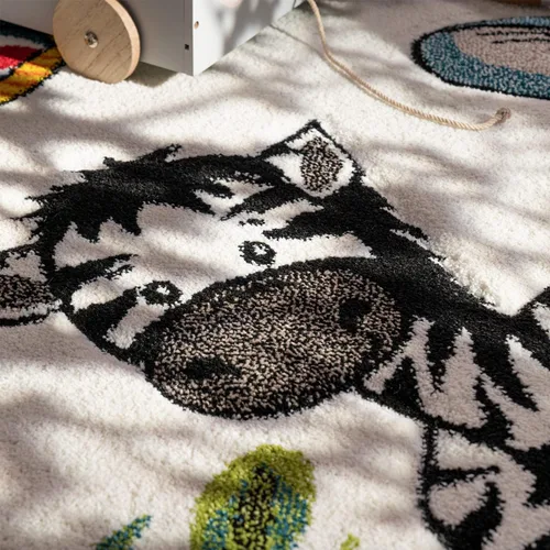 Miniatura 3 de Paco Home Alfombra de guardería para niños, diseño de animales de la selva, jirafa, león en beige, tamaño: 2 pies 8 pulgadas x 4 pies 11 pulgadas