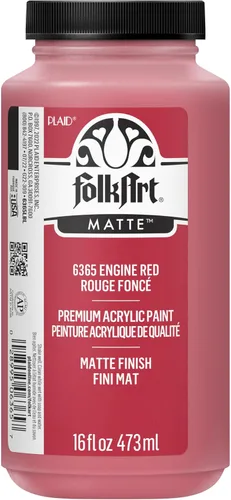 FolkArt Pintura acrílica mate en varios colores, 16 onzas, rojo motor, 16 onzas líquidas Motor Rojo