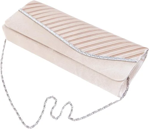 Miniatura 2 de Elegante bolso de noche plisado de satén y solapa de cristal - Disponible en diferentes