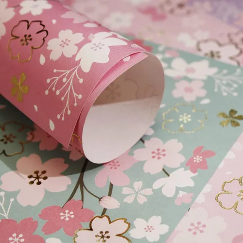 Miniatura 3 de 112 hojas de papel de origami más pesado con patrón de flor de cerezo japonés Sakura Bronzing Chiyogami 6" 15cm papel Washi fácil de plegar