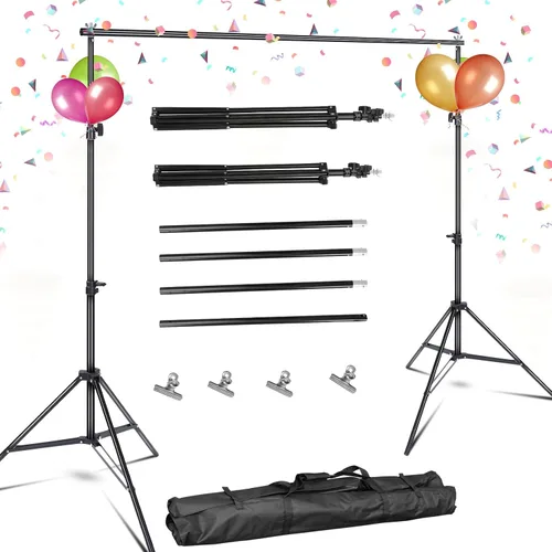 Kit de soporte de fondo ajustable de 10 pies, sistema de soporte de fondo de fotografía de alta resistencia con abrazaderas y bolsa de transporte,