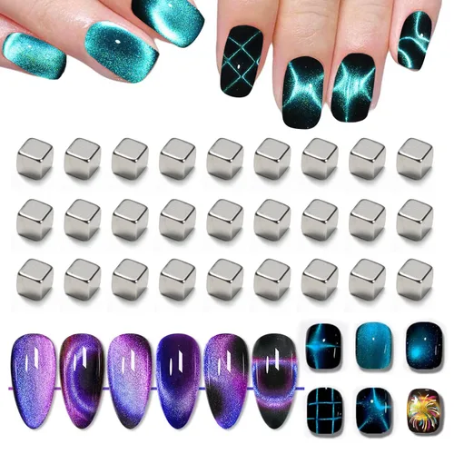 Miniatura 11 de 40 piezas de imanes de ojo de gato para uñas, cuentas magnéticas redondas, efecto de ondulación de agua, ojo de gato, arte de uñas, cuentas