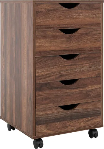 Miniatura 11 de Cajón de 5 cajones con gabinete de 2 estantes, negro, almacenamiento inteligente, perfilado con divisores ajustables, ruedas con cerradura