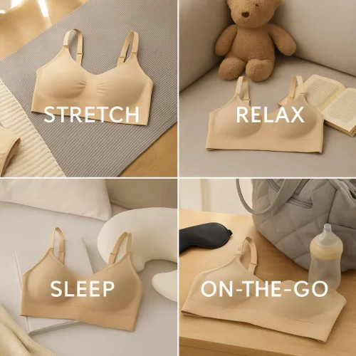 Miniatura 28 de iloveSIA Nursing Bras for Mom Breastfeeding, Seamless Supportive Sleep Bra for Maternity Postpartum S-2XL 3Pack