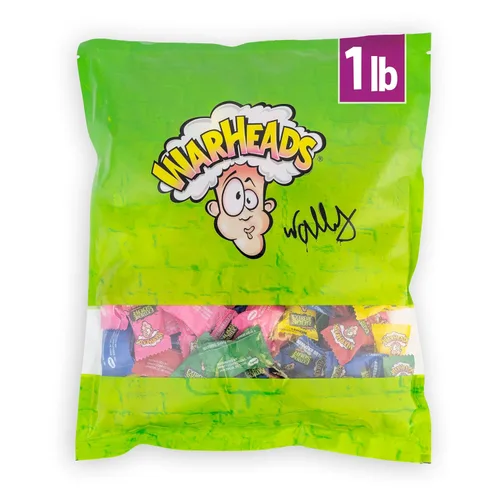 Warheads - Caramelo ácido extremo - Sabores de manzana agria, cereza negra, frambuesa azul, limón y sandía, ideal para desfiles - Bolsa a granel de