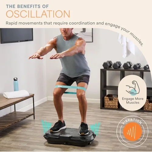 Miniatura 4 de LifePro Máquina de Ejercicio con Placa de Vibración - Plataforma de Fitness de Vibración para Entrenamiento de Cuerpo Completo con Bandas Elásticas