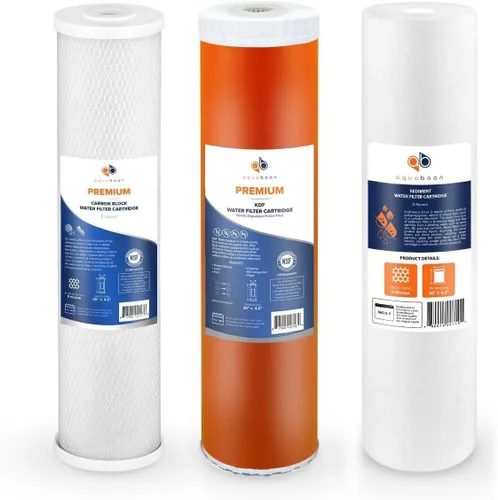 Aquaboon Filtros de agua de 5 micrones, 20 x 4,5 pulgadas, juego para toda la casa, cartuchos de repuesto de filtro de agua certificados NSF, CTO y