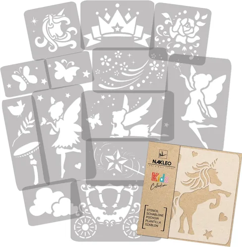 Miniatura 16 de NAKLEO Juego de plantillas de pintura para niños, 14 plantillas de 3.5 x 4.7 pulgadas a 9.1 x 13.4 pulgadas, plantas de otoño, plantillas de dibujo