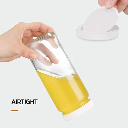 Miniatura 7 de Paquete de 8 botellas de vidrio para jugo con 2 popotes y 2 tapas con agujero, tarros de viaje de 16 onzas, vasos de agua con tapas herméticas Tapas
