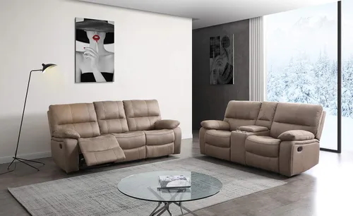 Miniatura 29 de Betsy Furniture Juego de sofá reclinable de microfibra para sala de estar 8007 (topo, sofá+sofá biplaza+sillón reclinable)