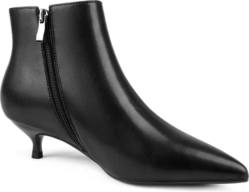 Miniatura 4 de MERUMOTE Botines de cuero para mujer, zapatos de tacón bajo, botines de invierno con cremallera