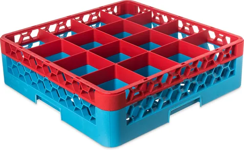 Miniatura 104 de Carlisle FoodService Products RG9-214 OptiClean Estante de vidrio con 9 compartimentos con 2 extensores, 7.12 pulgadas, polipropileno, azul
